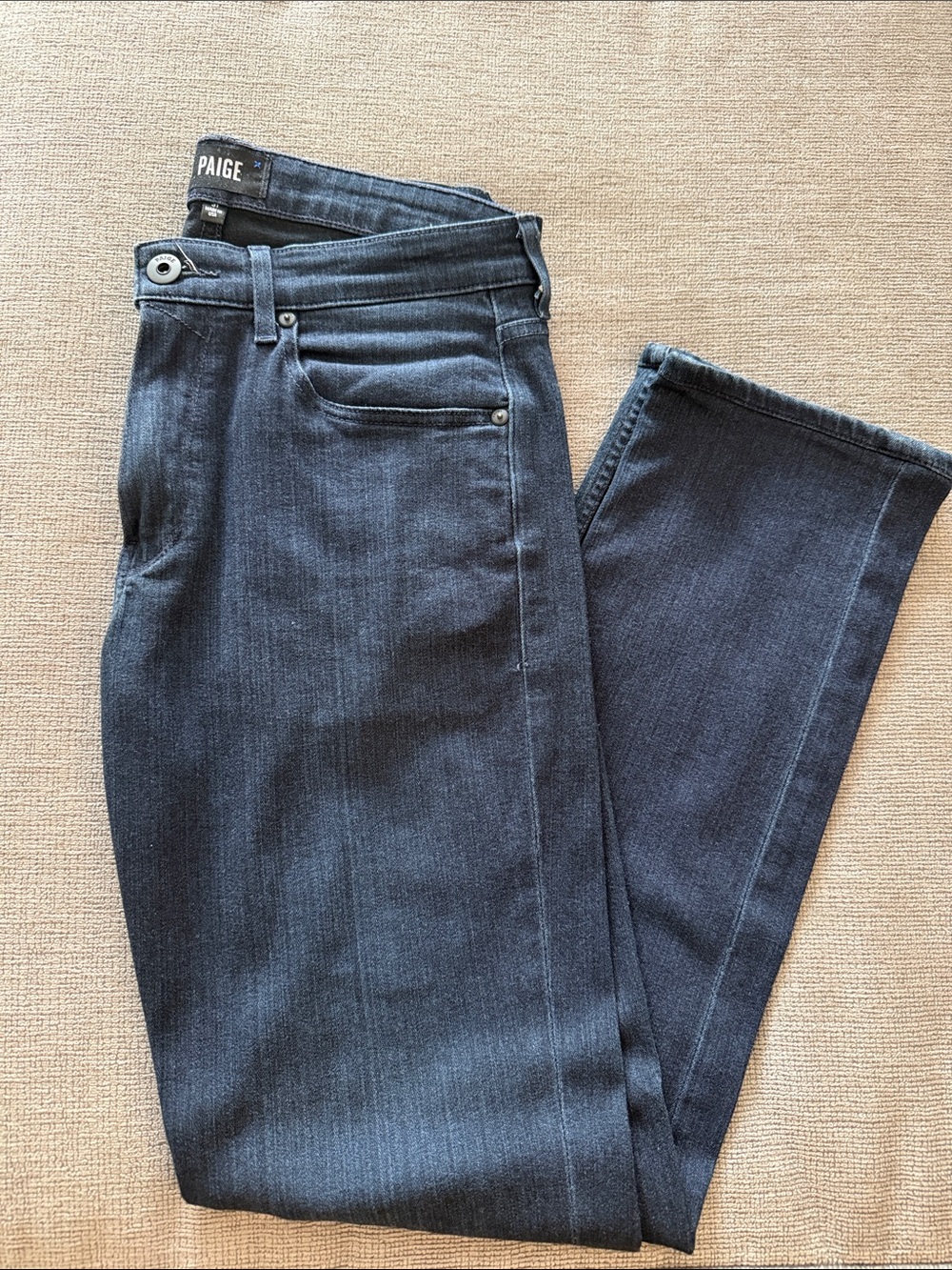PAIGE Straight Leg Jeans in Dark Blue Wash